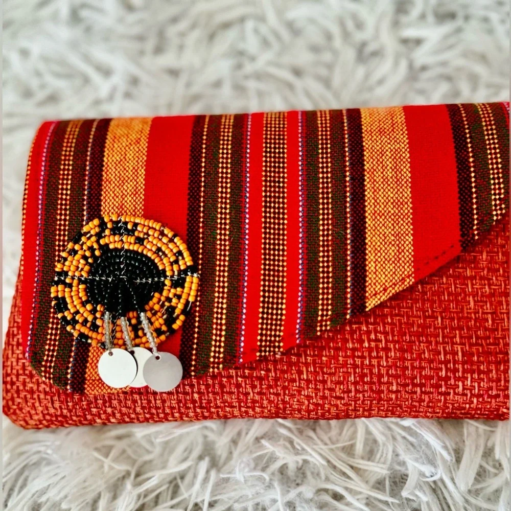 West African Beaded Straw Clutch
